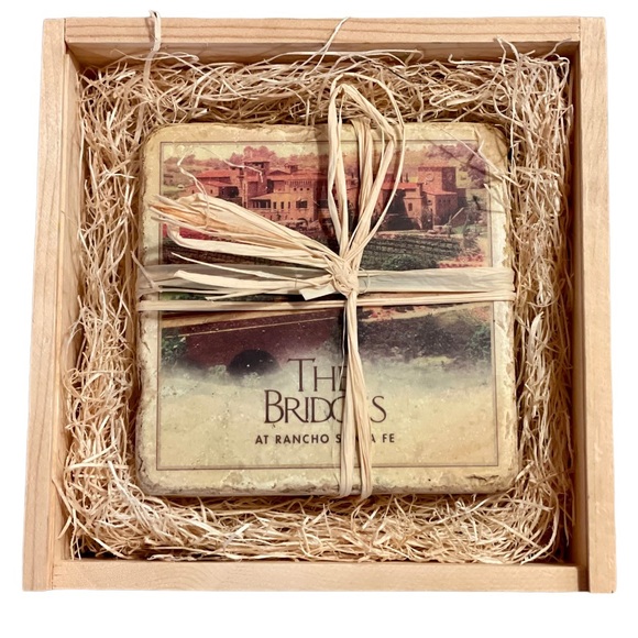 Souvenir Rancho Sante Fe Tumbled Marble Coaster Set - Picture 4 of 5